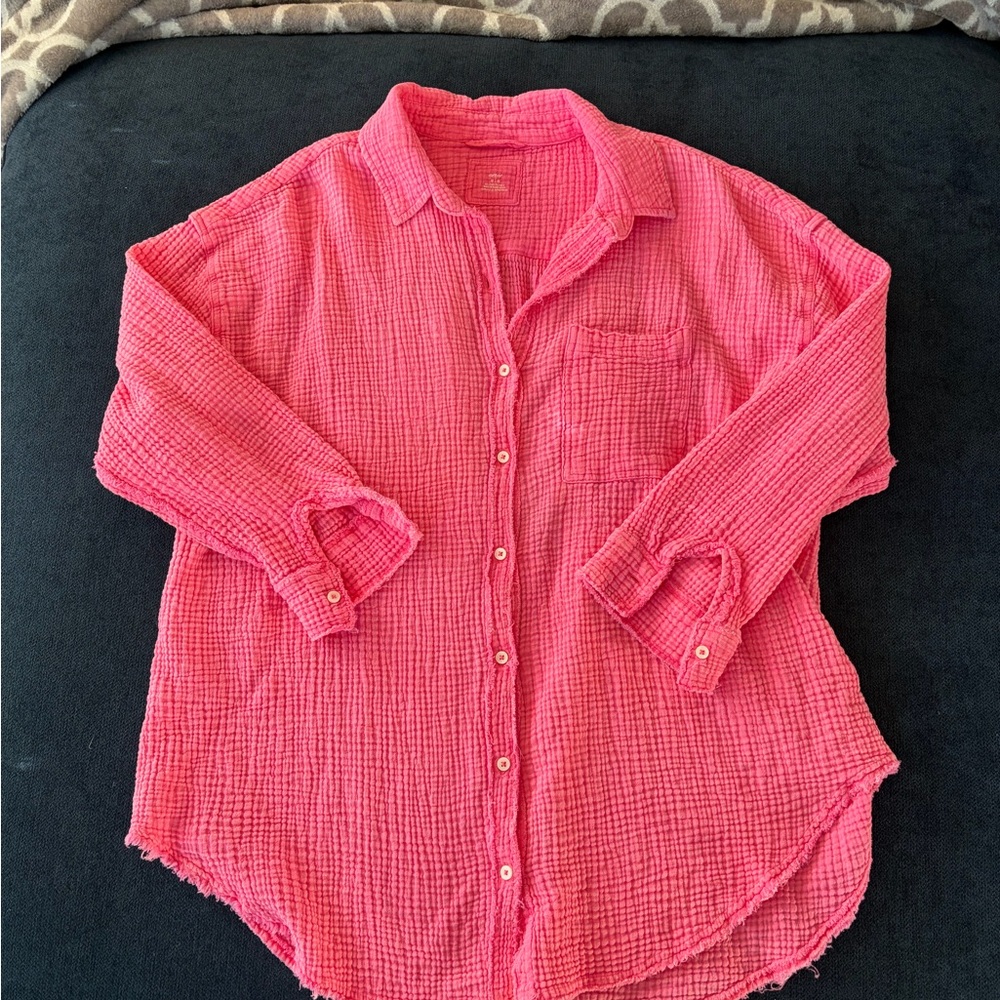 Aerie Pink Button-Up Shirt